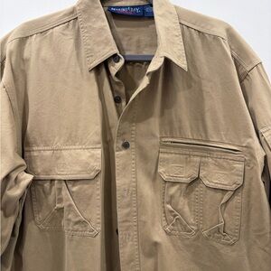 MARINA Khaki Casual Button-Down Utility Shirt Outdoor